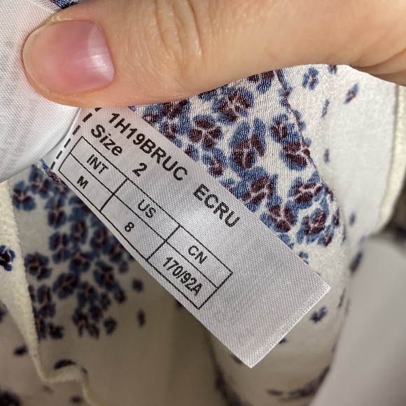 BA&SH Bruce microfloral print shirred v-neck blouse in ecru size M - Picture 13 of 13